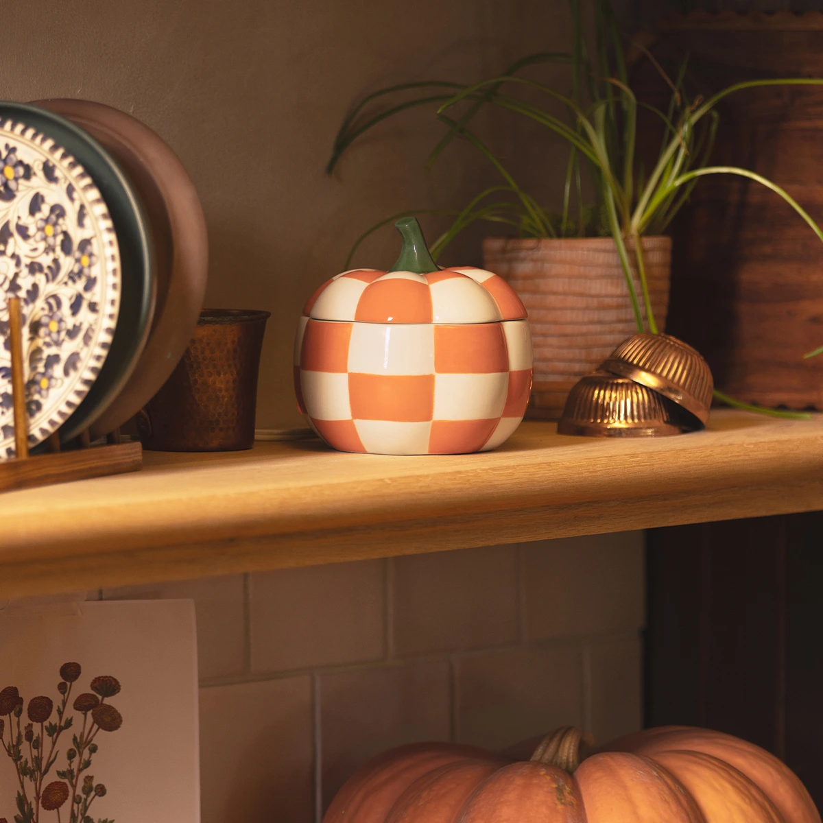 Réchaud Scentsy Patchwork Pumpkin en céramique orange et crème