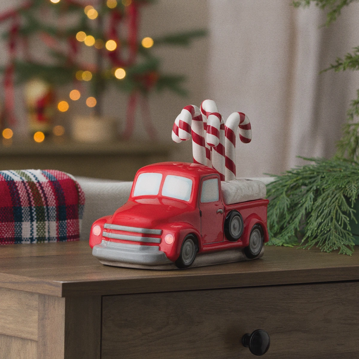 Réchaud Red Retro Truck avec topper Candy Cane